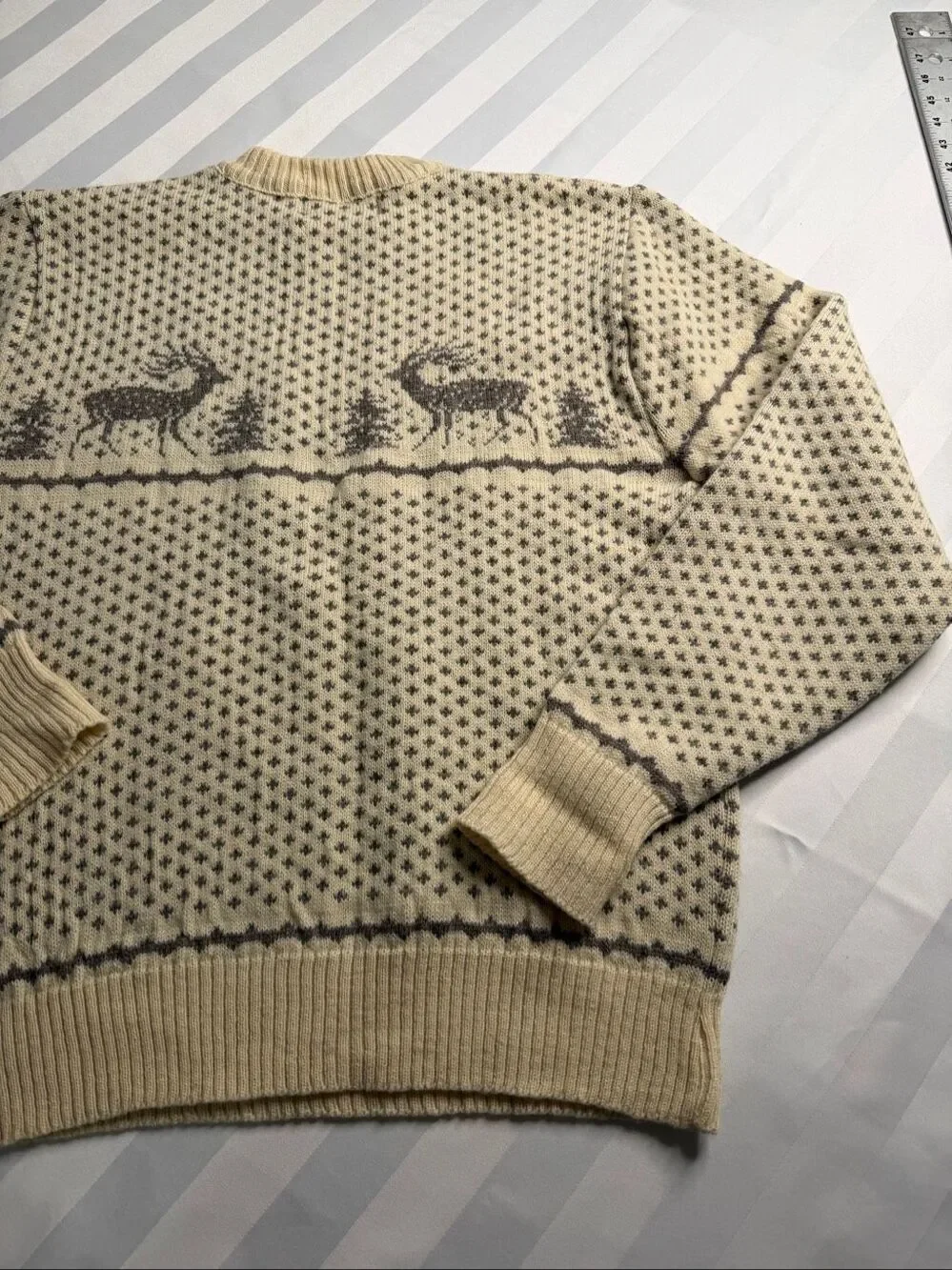 Green Mountain Threadworks Vintage Wool Fair Isle Deer Sweater Size XL